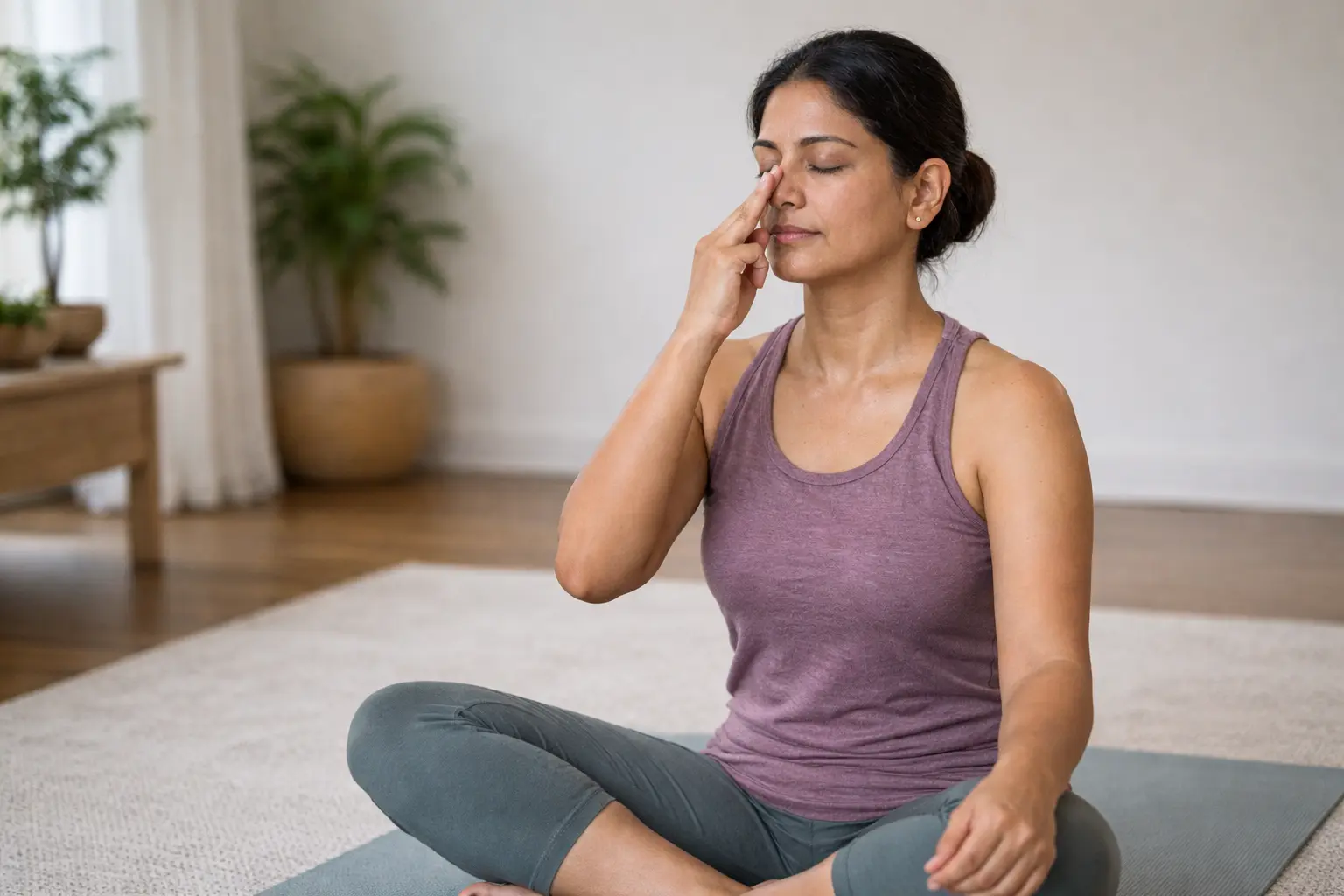 Yoga and breathwork supporting thyroid wellness at home
