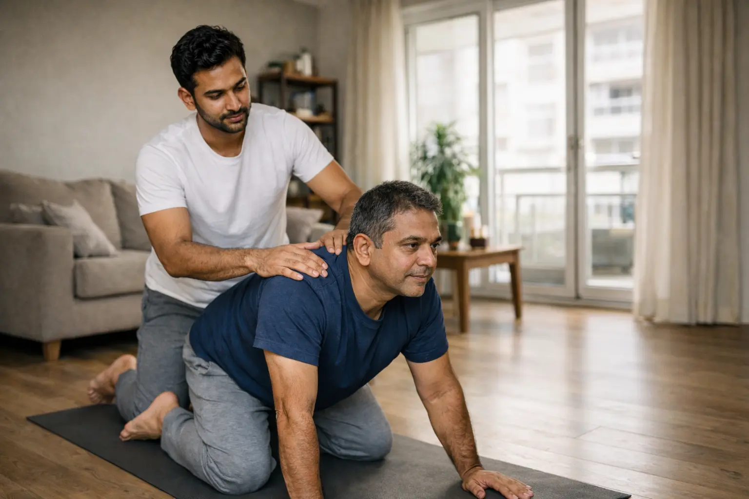 Back pain relief yoga practice at home